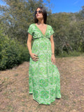 Robe longue bérénice disco green